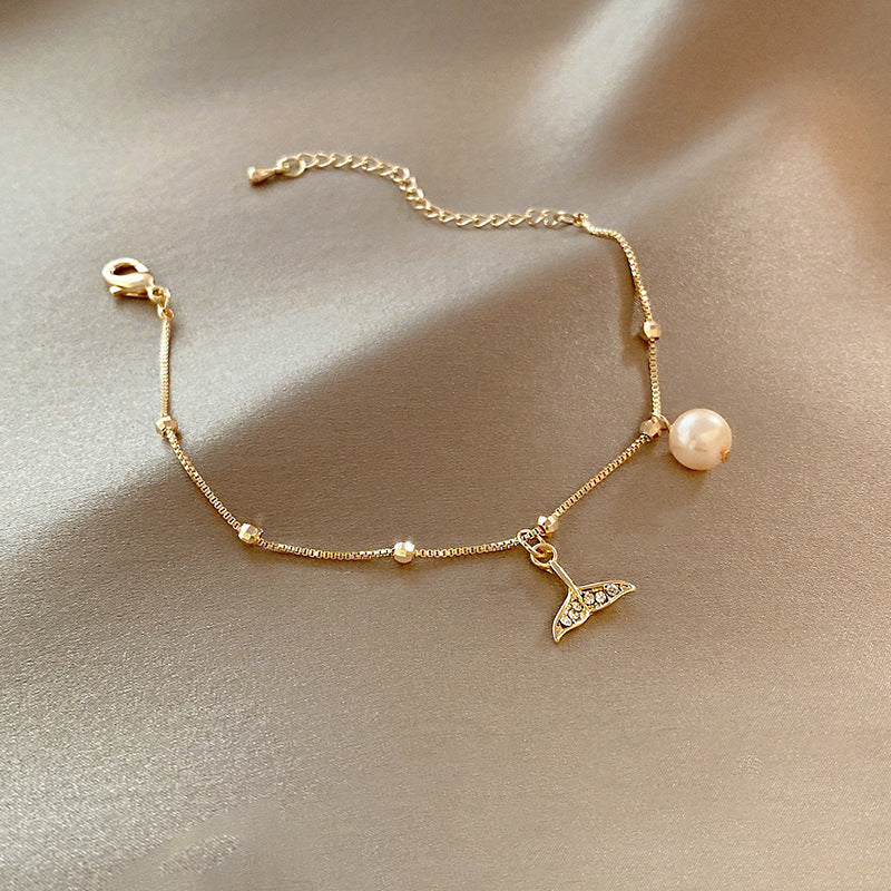 Korean Version Ins Wind Fashion Pearl Bracelet Design Simple Zircon Bracelet Niche Trend Cold Wind Bracelet