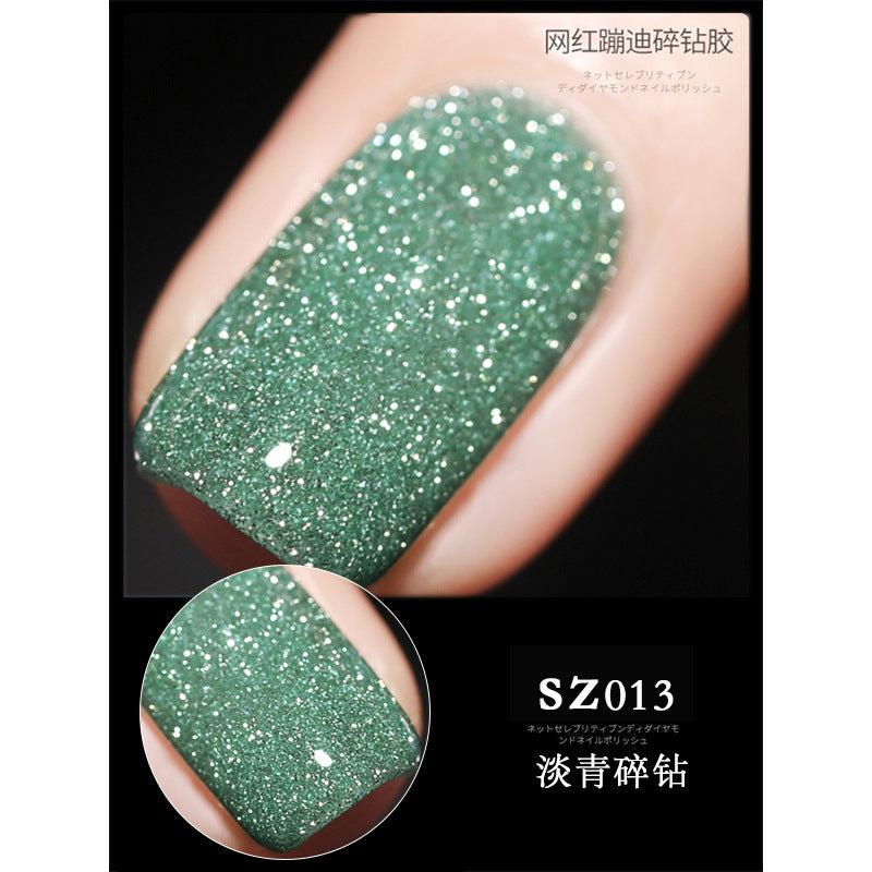 18 Ml Bursting Disco Dynamic Broken Diamond Nail Polish Glue Magic Bright Powder Phototherapy Finger Nail Shop Set