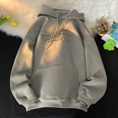 Autumn And Winter Sweater Loose Type Hooded Pullover Youth Popular Daily Trend 2022ins Printed Plus Velvet Men&amp;#039;s New Style