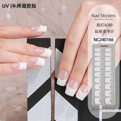 Custom French Gel Nail Stickers UV Phototherapy Semi-cured Gel Nail Stickers Gel Nail Nail Stickers