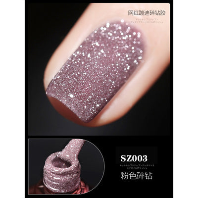 18 Ml Bursting Disco Dynamic Broken Diamond Nail Polish Glue Magic Bright Powder Phototherapy Finger Nail Shop Set