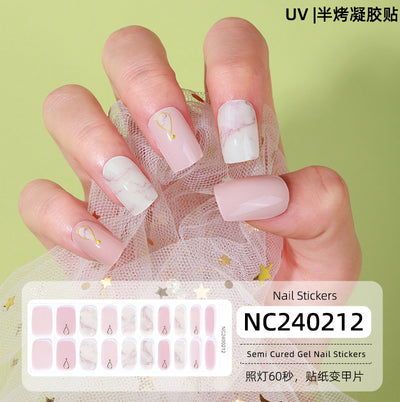 New Semi-cured Gel Nail Stickers Cross-border Flash Bronzing Laser UV Gel Nail Stickers