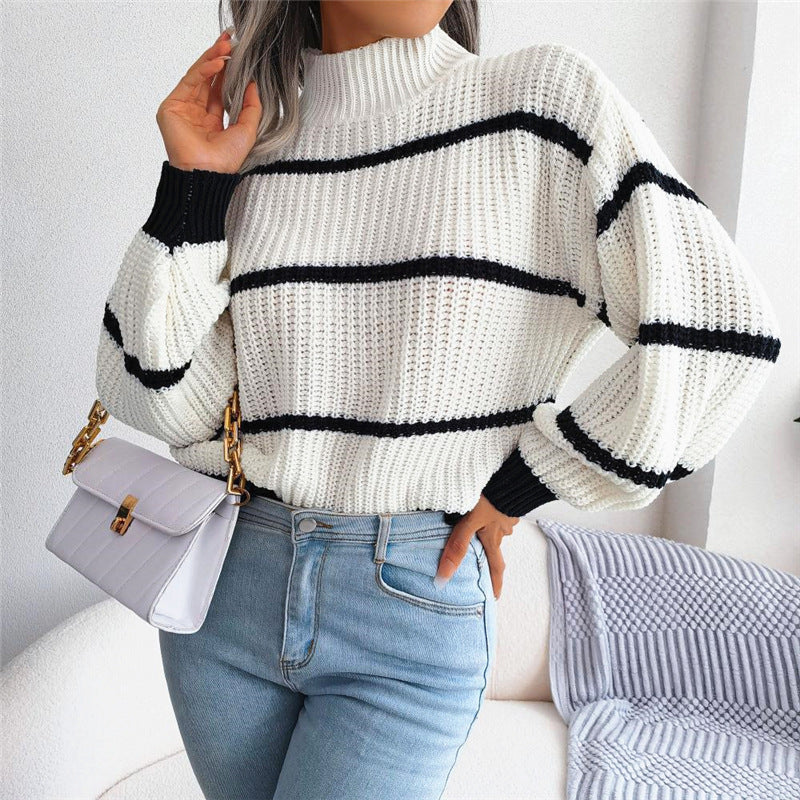 New Knitwear Half-turtleneck Pullover Top European And American Sweater Women&#039;s Outer Wear