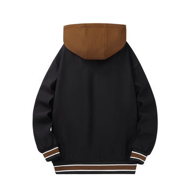 Baseball Jacket Men&amp;#039;s Autumn New High-end Fake Two-piece Hooded Couple Jacket Boys Trendy All-match Men&amp;#039;s Clothing