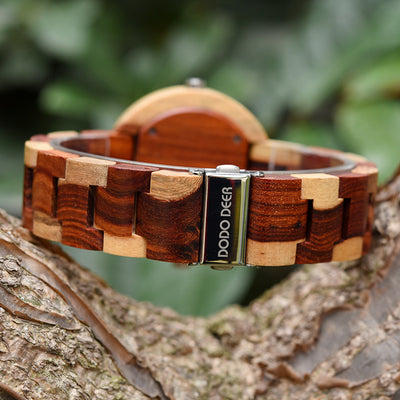 Wooden Watch Dual Movement GMT Dual Time Large Dial Gift