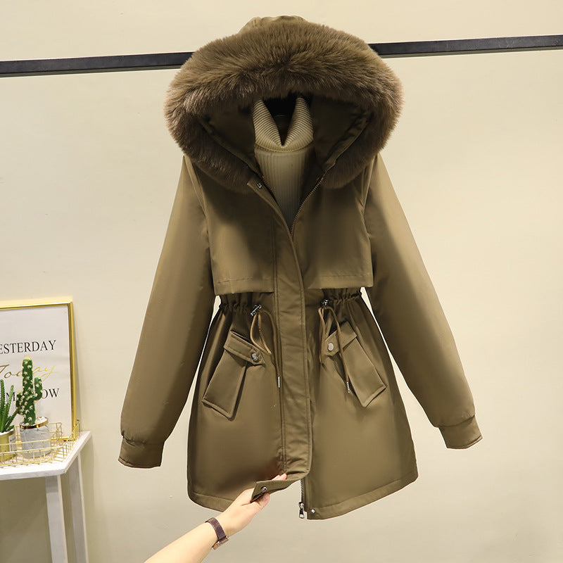 2024 New Winter Parka Cotton Coat Women Casual Mid-length Korean Style Women&#039;s Warm Loose Large Fur Collar Cotton Coat Jacket