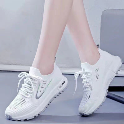 Foreign Trade Wholesale 2023 Summer Women&#039;s Shoes Flying Woven Mesh Surface Leisure Sneaker Professional Running Shoes Super Light Student Shoes Women