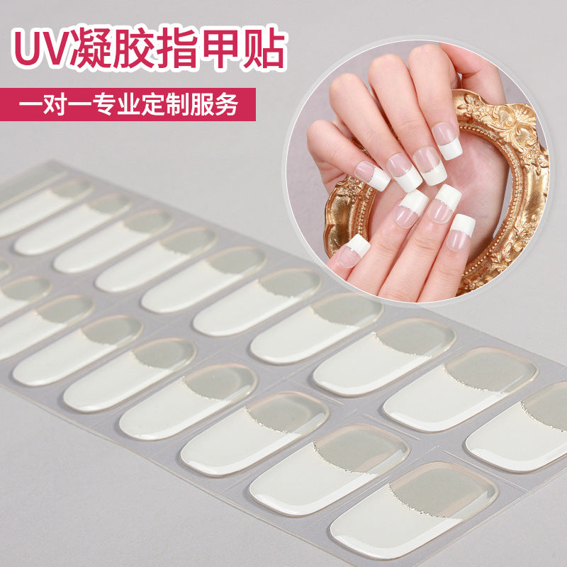 Custom French Gel Nail Stickers UV Phototherapy Semi-cured Gel Nail Stickers Gel Nail Nail Stickers