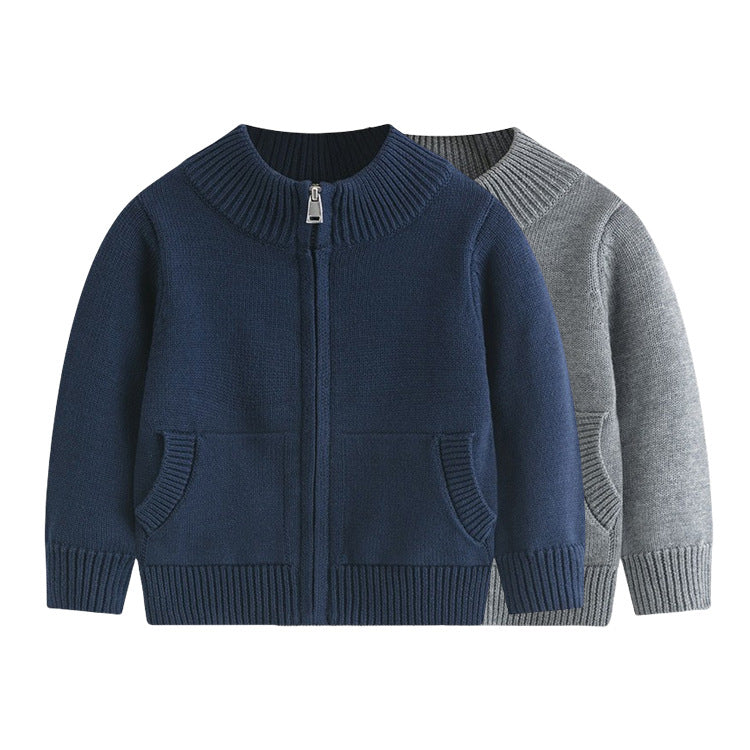 European And American Foreign Trade Children&#039;s Wear Sweater Autumn And Winter New Handsome Boys Knitted Cardigan Top Children&#039;s Cotton Jacket