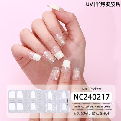 New Semi-cured Gel Nail Stickers Cross-border Flash Bronzing Laser UV Gel Nail Stickers