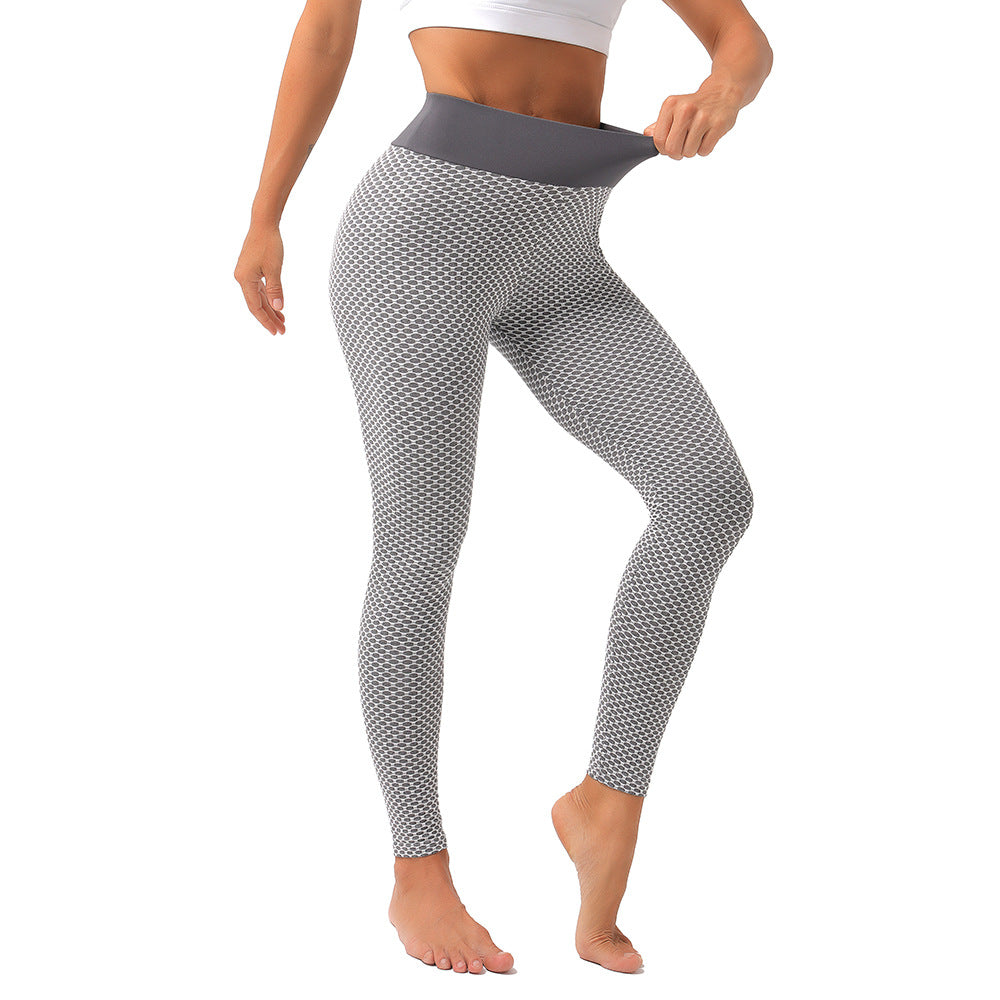 Hip Lifting Fitness Yoga Pants High Waist Sports Leggings Moisture Wicking Honeycomb Yoga Pants