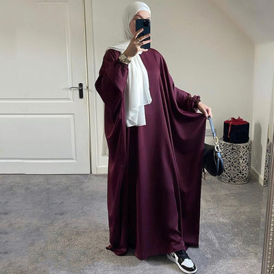 AliExpress Amazon Women&#039;s Dress Europe And America Dubai One Piece Solid Color Long Sleeve Prayer Robe P102