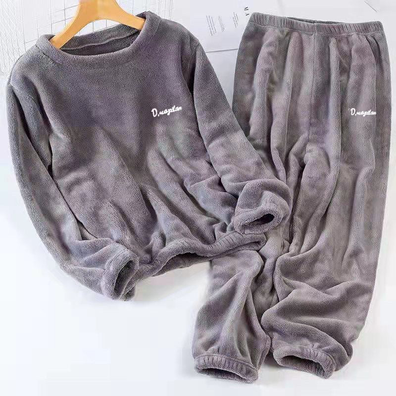 2023 Fairy Warm Suit Coral Velvet Home Clothes Plus Velvet Thickened Pajamas Loose Can Be Weared Outside Large Size Pajamas