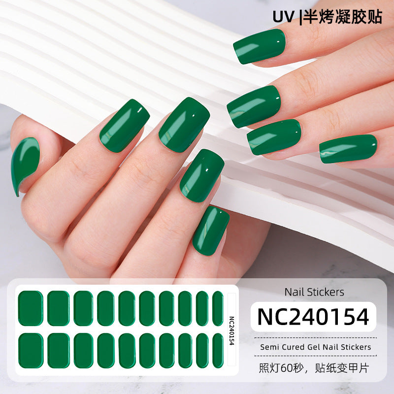 20 Refers To Solid Color Semi-cured UV Nail Stickers Pearlescent Simple Gel Nail Stickers Gel Nail