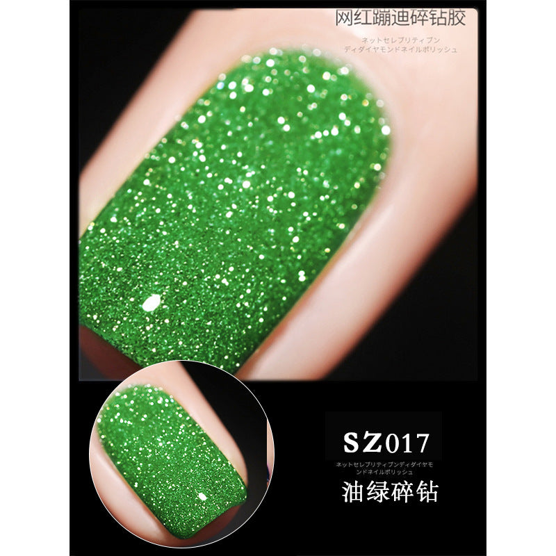 18 Ml Bursting Disco Dynamic Broken Diamond Nail Polish Glue Magic Bright Powder Phototherapy Finger Nail Shop Set