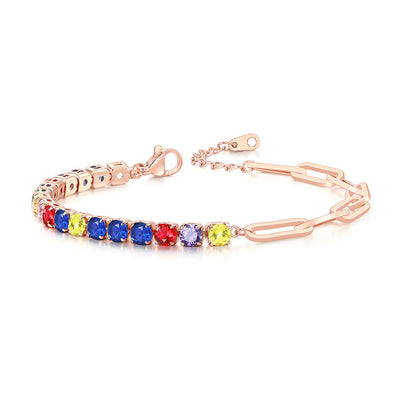 2023 New Clip Stitching Tennis Bracelet Women&#039;s Round Zircon 12 Birthstone Jewelry Cross-border Explosive Jewelry