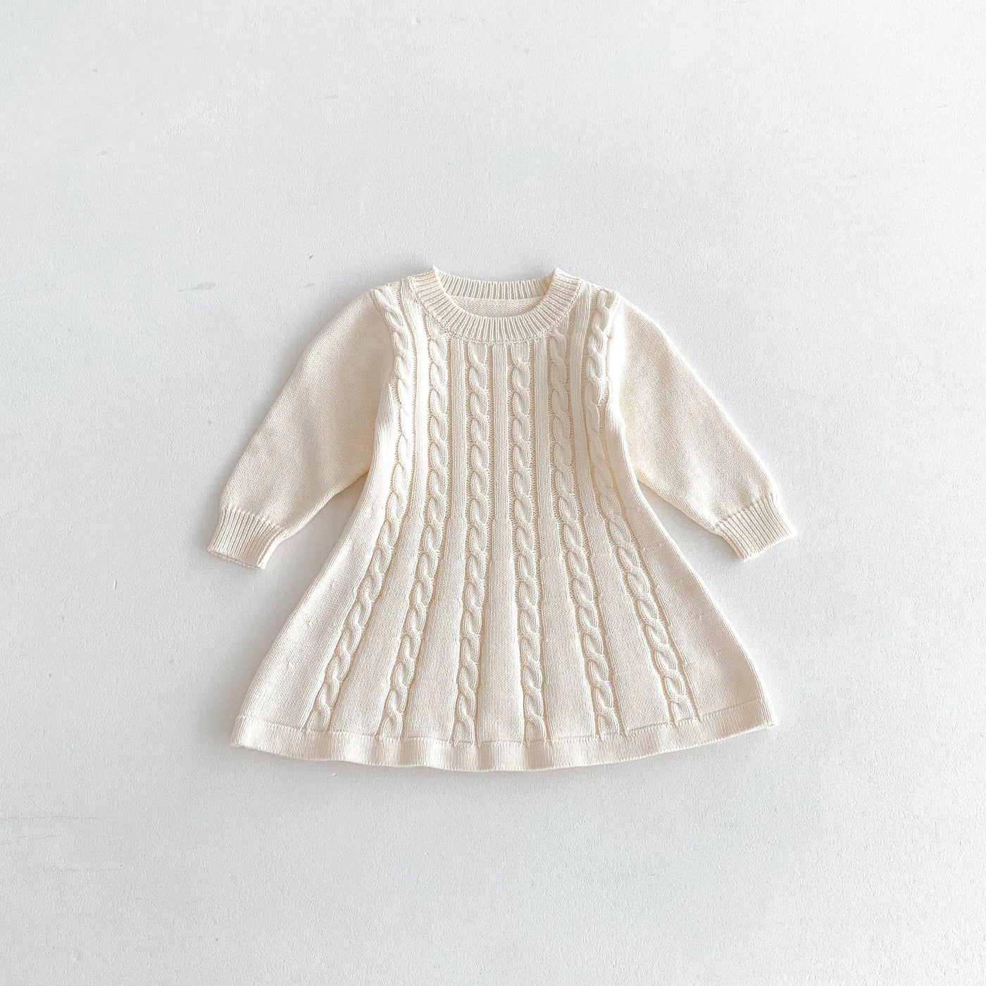 New Children Korean Girls&#039; Sweater Skirt Twist Round Neck Long Sleeve Warm Knitted Dress For Autumn And Winter