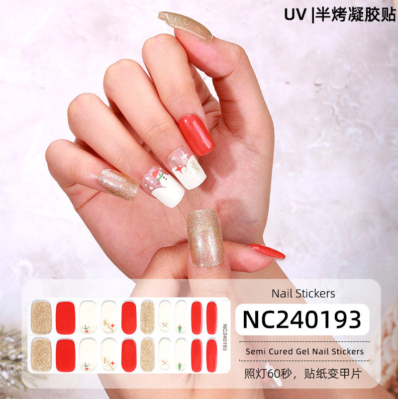 New Semi-cured Gel Nail Stickers Cross-border Flash Bronzing Laser UV Gel Nail Stickers