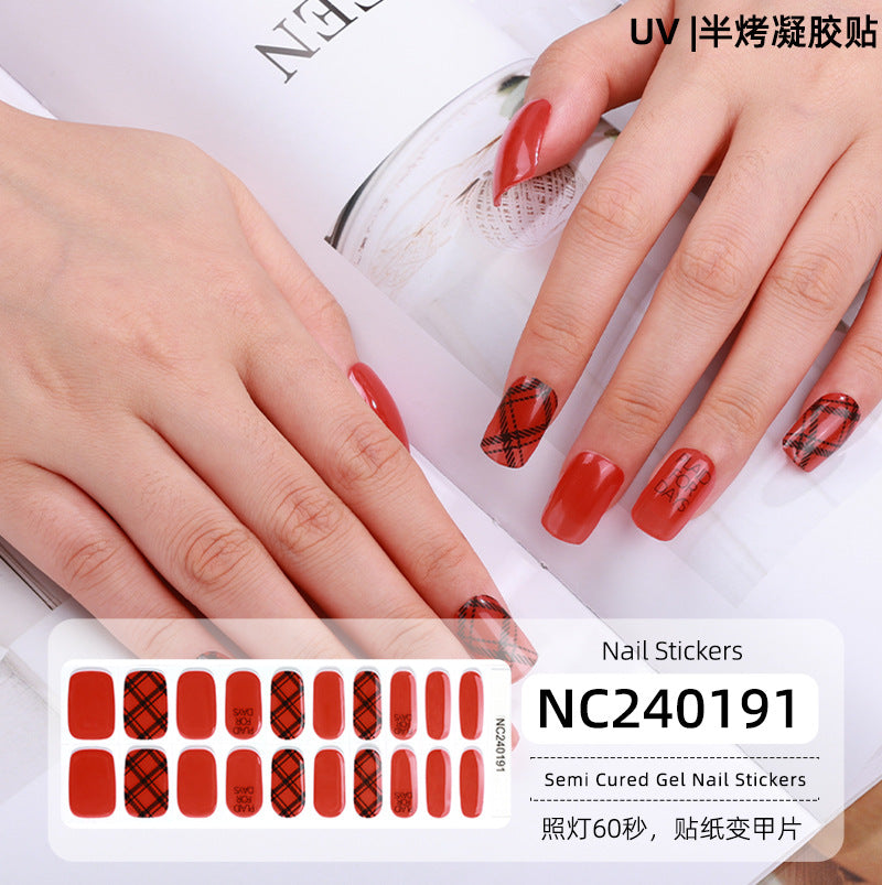 New Semi-cured Gel Nail Stickers Cross-border Flash Bronzing Laser UV Gel Nail Stickers