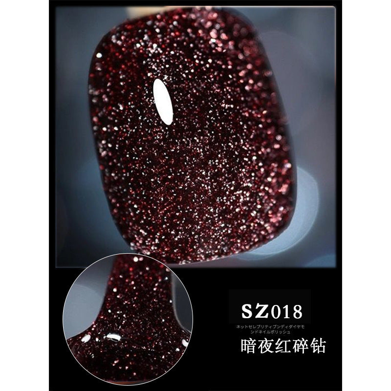 18 Ml Bursting Disco Dynamic Broken Diamond Nail Polish Glue Magic Bright Powder Phototherapy Finger Nail Shop Set