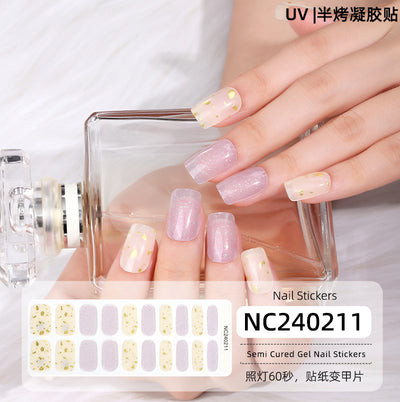 New Semi-cured Gel Nail Stickers Cross-border Flash Bronzing Laser UV Gel Nail Stickers