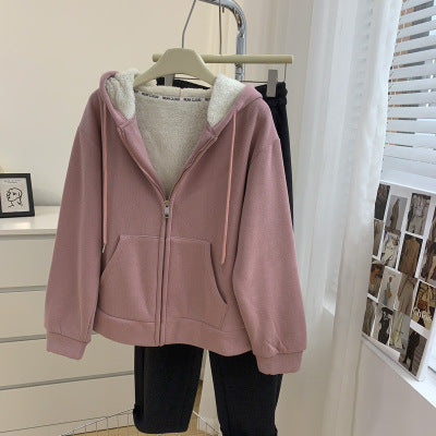 Fleece Hooded Sweater Women&#039;s Loose Casual