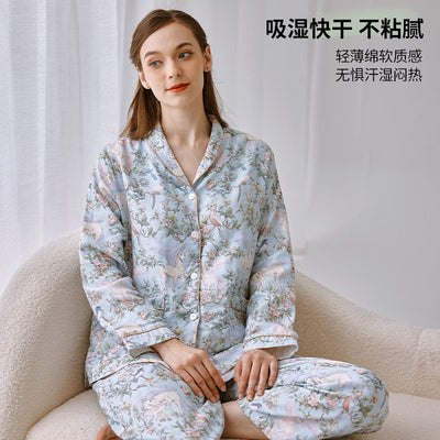 Moon Suit Spring And Summer 2024 New Postpartum Gauze Breastfeeding Home Suit Pregnant Women Spring And Autumn Pajamas