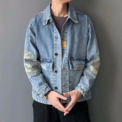 American Denim Jacket Men&#039;s Autumn Trend Korean Version Large Size All-match Casual Ruffian Handsome Tide Brand Tooling Jacket Top Clothes