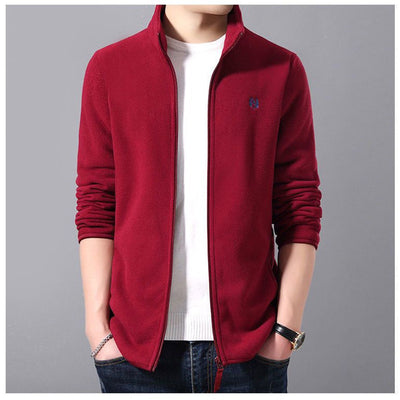 Autumn And Winter Stand-up Collar Plus Velvet Thickened Fleece Jacket Men&#039;s Large Size Cardigan