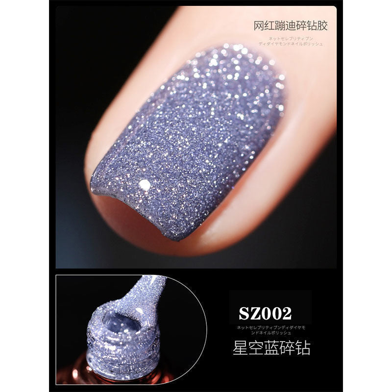 18 Ml Bursting Disco Dynamic Broken Diamond Nail Polish Glue Magic Bright Powder Phototherapy Finger Nail Shop Set