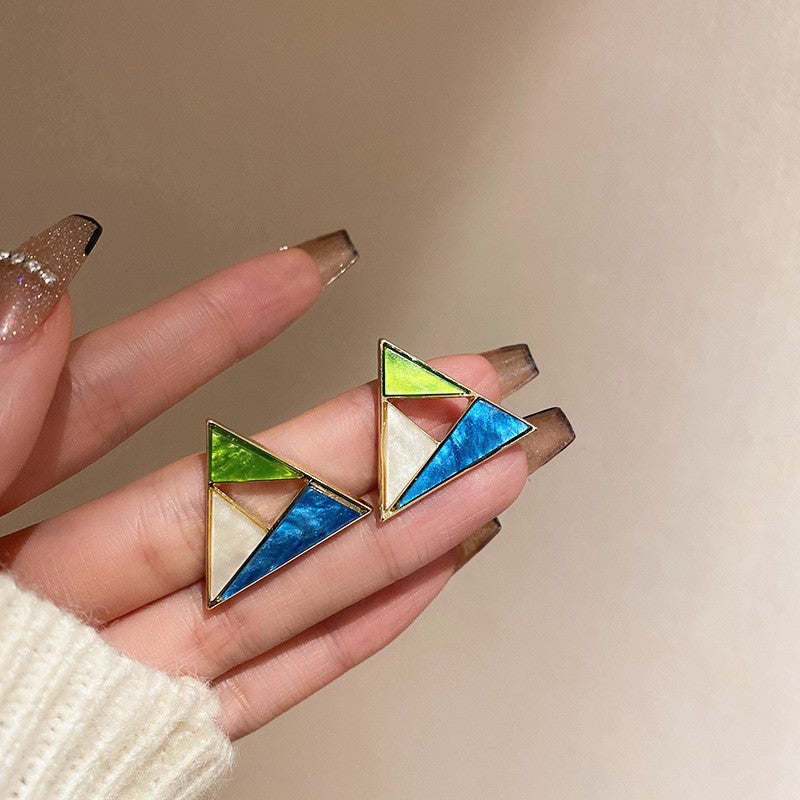 Silver Needle Acrylic Geometric Color Matching Earrings High-quality Niche Personality Fashion Stud Earrings European And American Style Ear Jewelry Wholesale