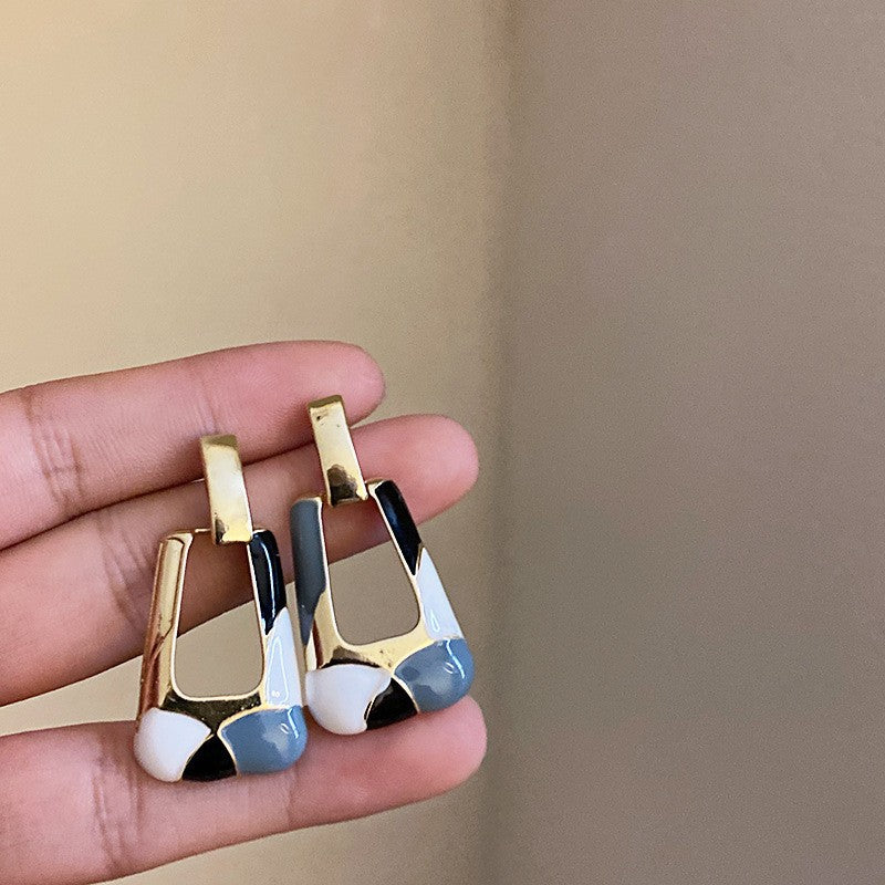 Silver Needle Acrylic Geometric Color Matching Earrings High-quality Niche Personality Fashion Stud Earrings European And American Style Ear Jewelry Wholesale