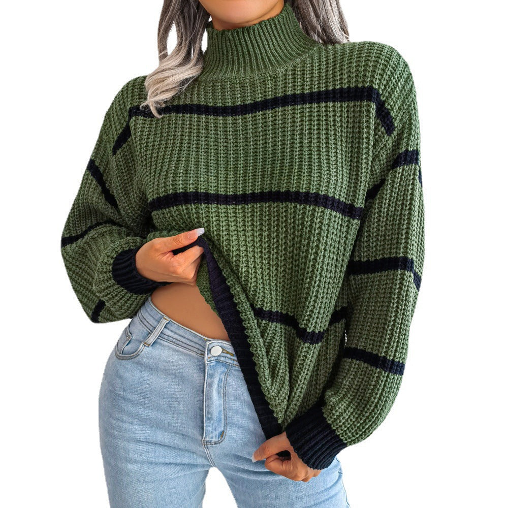 New Knitwear Half-turtleneck Pullover Top European And American Sweater Women&#039;s Outer Wear