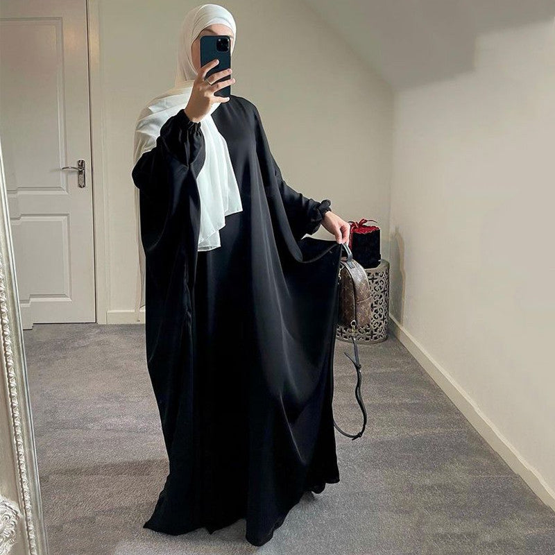 AliExpress Amazon Women&#039;s Dress Europe And America Dubai One Piece Solid Color Long Sleeve Prayer Robe P102