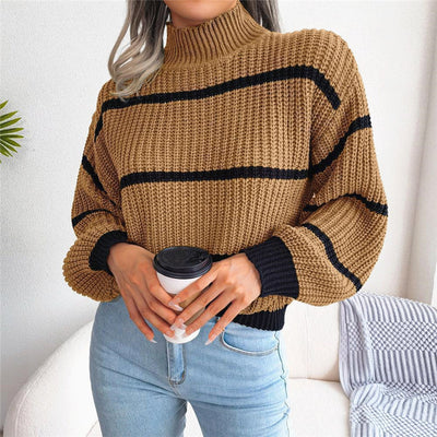 New Knitwear Half-turtleneck Pullover Top European And American Sweater Women&#039;s Outer Wear