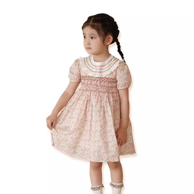 Girls&#039; Dress Pastoral Style Pure Cotton Class A Short-sleeved Children&#039;s Skirt Baby&#039;s Summer Embroidered Princess Skirt Cross-border Skirt