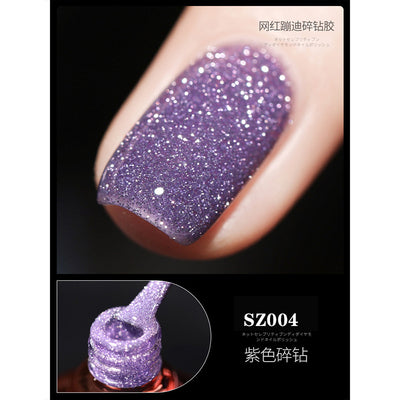 18 Ml Bursting Disco Dynamic Broken Diamond Nail Polish Glue Magic Bright Powder Phototherapy Finger Nail Shop Set