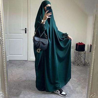 AliExpress Amazon Women&#039;s Dress Europe And America Dubai One Piece Solid Color Long Sleeve Prayer Robe P102