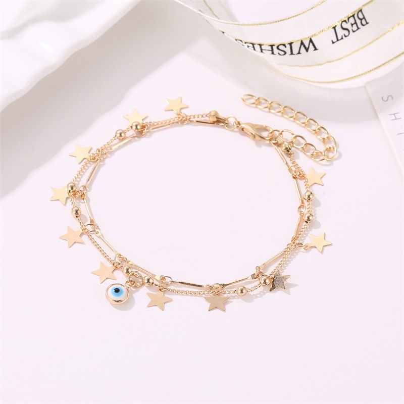 Stars and moon double anklet