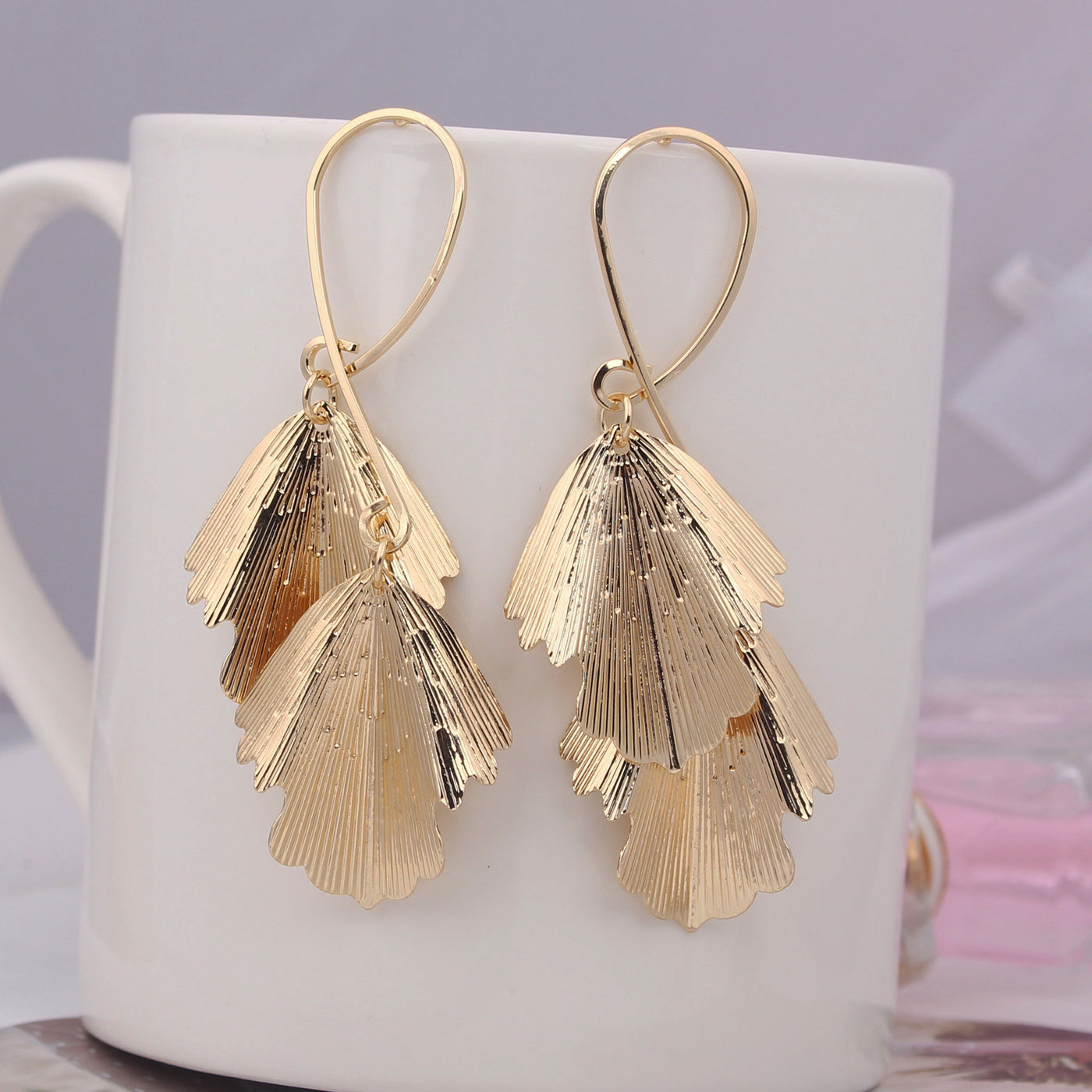 Exaggerated Long Tassel Fashion All-match Maple Leaf Geometric Earrings