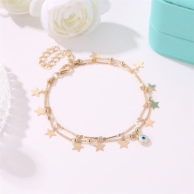 Stars and moon double anklet