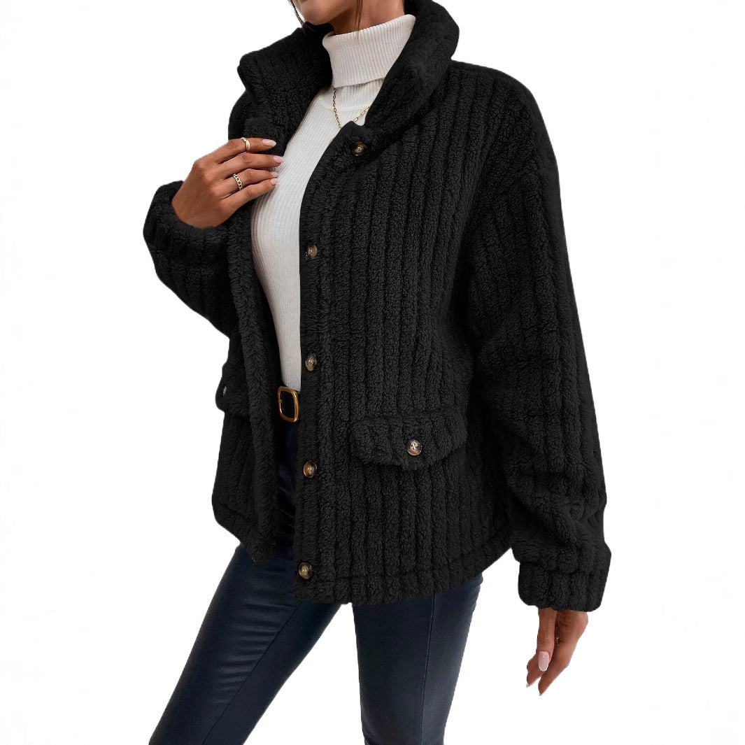 New Double-sided Velvet Button Cardigan Casual Coat